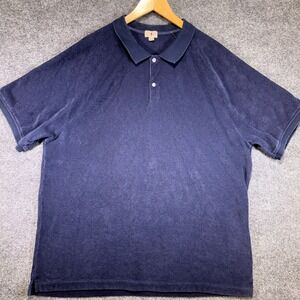 J.Crew Oarsman Terry Polo Shirt Mens XXL Navy Raglan Short Sleeve Cotton Blend